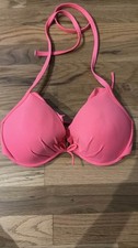 Victoria's Secret Neon Pink Halter Bikini Top Underwire Padded 34D