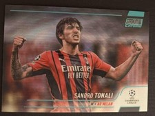 2021 Topps Stadium Club Chrome UEFA Sandro Tonali #55 Aqua Wave Refractor /250