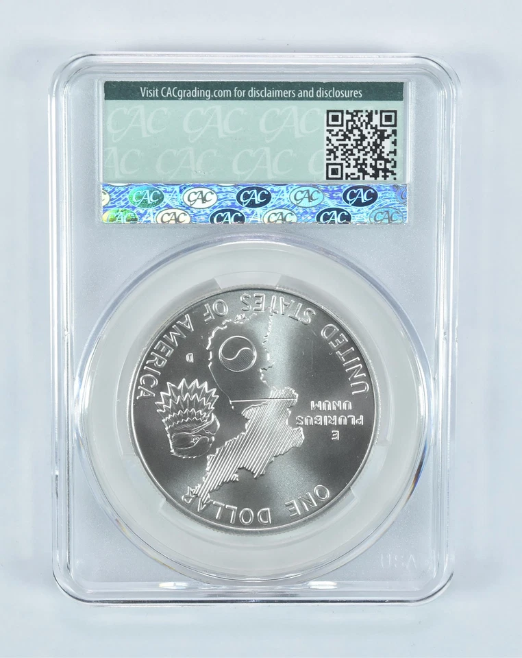 1991-D Korea Commemorative Silver Dollar MS69 CAC CACg *2346 - Image 2 of 4