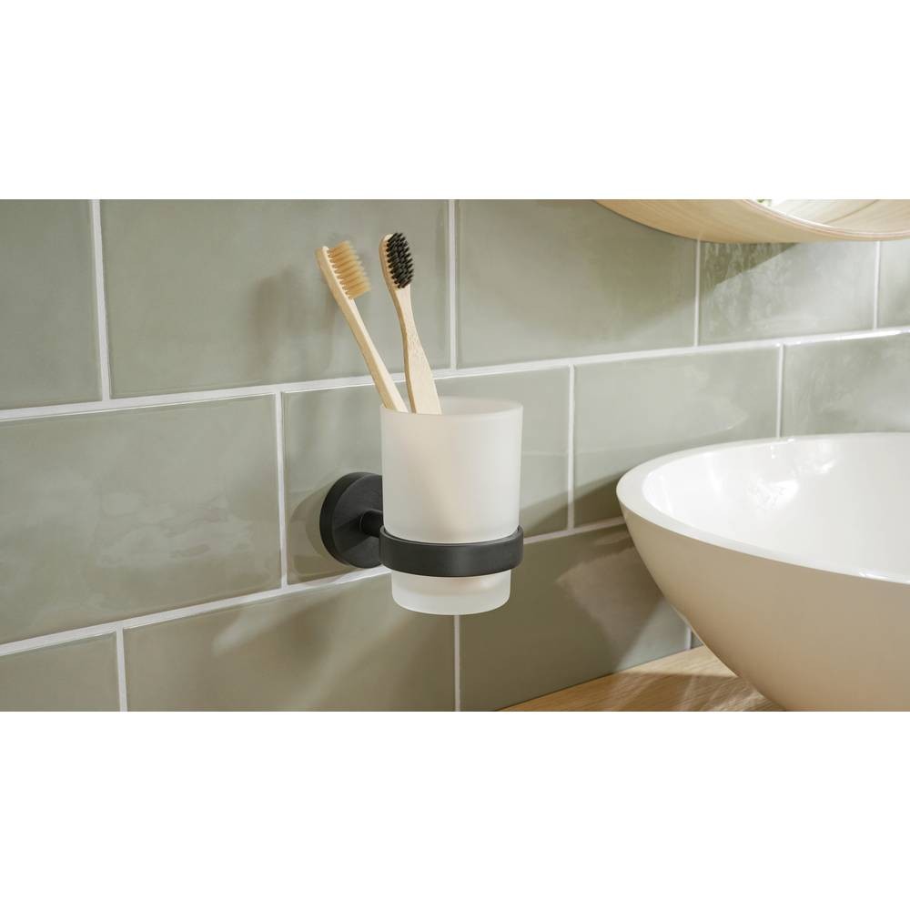 tesa 40566-00000-00 MOON BLACK Zahnputzbecher Klebstoff Schwarz матовый стекло 6790₽