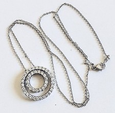 Vintage Sterling 925 Lenox Lead Crystal Everlasting Circles Pendant Necklace