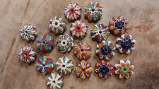 Lot of 19 Vintage Ceramic Cabinet Pulls, Colorful