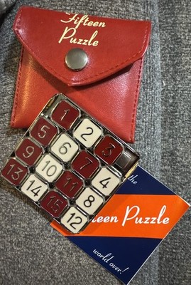 Vintage 2000 Fifteen Puzzle + Case + Manual Binary Arts Enamel Metal