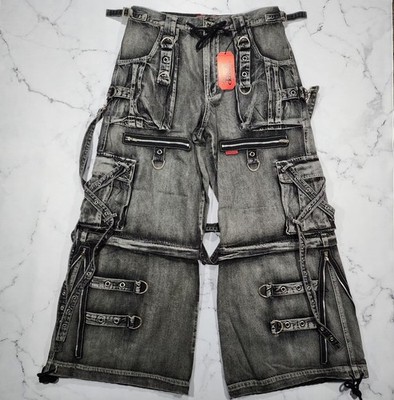 Tripp NYC X-Strap Fog Wash Unisex Pants Size L Streetwear Grunge Emo Y2K Rave 