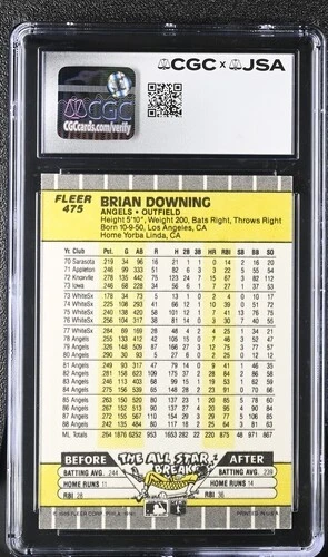 1989 Fleer Brian Downing #475 JSA CGC Autographed Signed Auto California Angels - Image 2 of 2