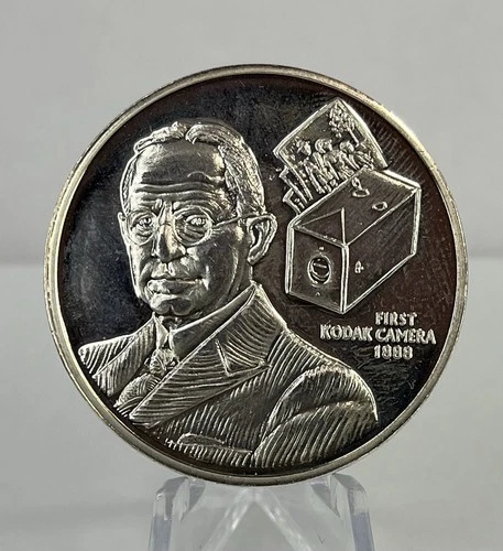 1st Kodak Camera George Eastman - 1oz .999 Silver Round - BU - Vintage