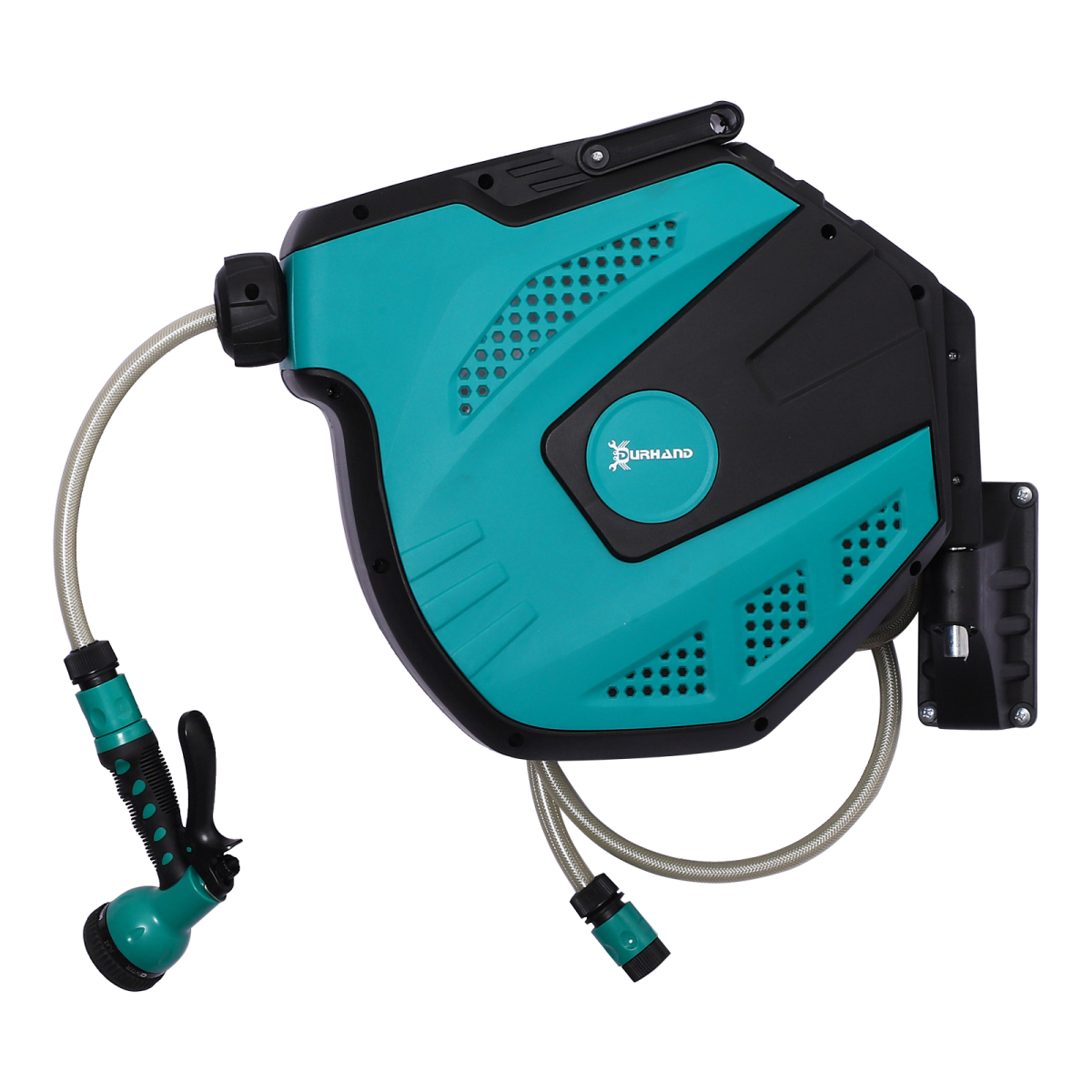 Rackhams 15M Water Hose Reel Compact Garden Car Auto Retract Spray Nozzle - Image 2