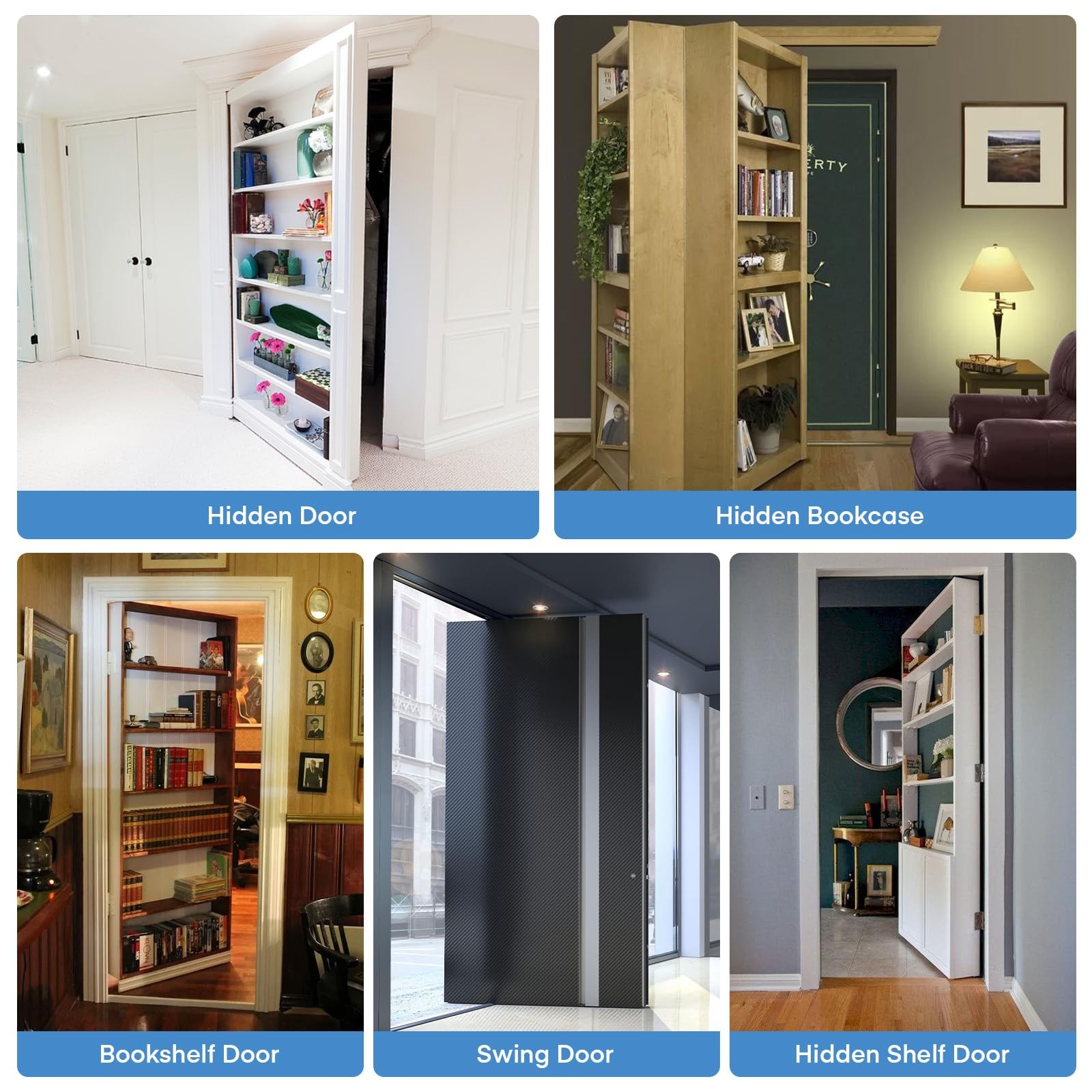 Thicker Hidden Door Hinge,570LBS Load-Bearing Heavy Duty Pivot Door Hinges,Bl...