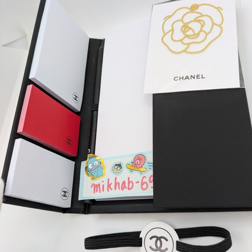 CHANEL LA COLLECTION Sticky Notes Memo Pad & Pencil + Gold Camellia Bookmark - Picture 3 of 6