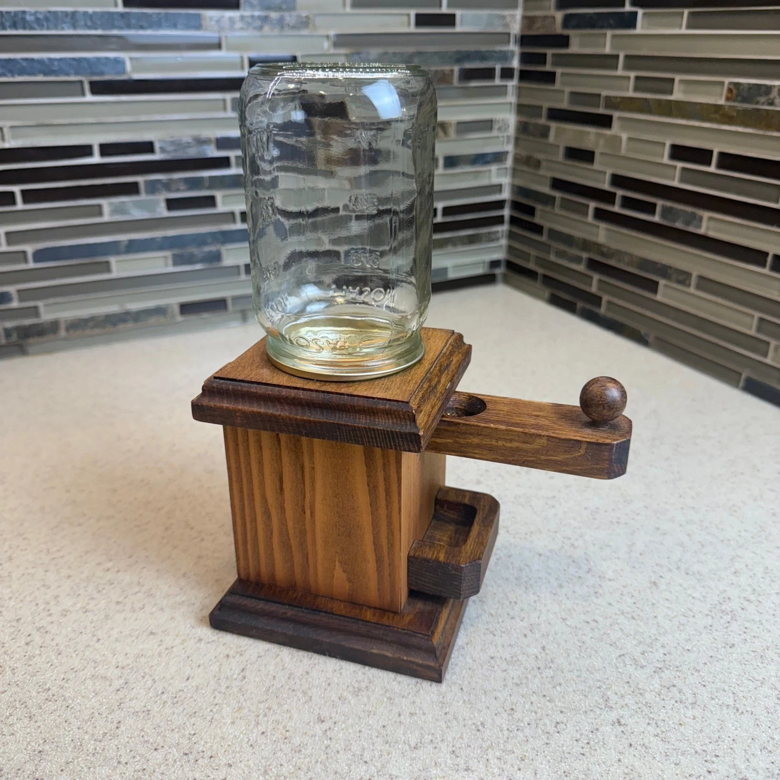 VTG Handmade Wooden Candy / Nut Dispenser with Glass Mason Jar Amish Made Rustic
Opens in a new wind