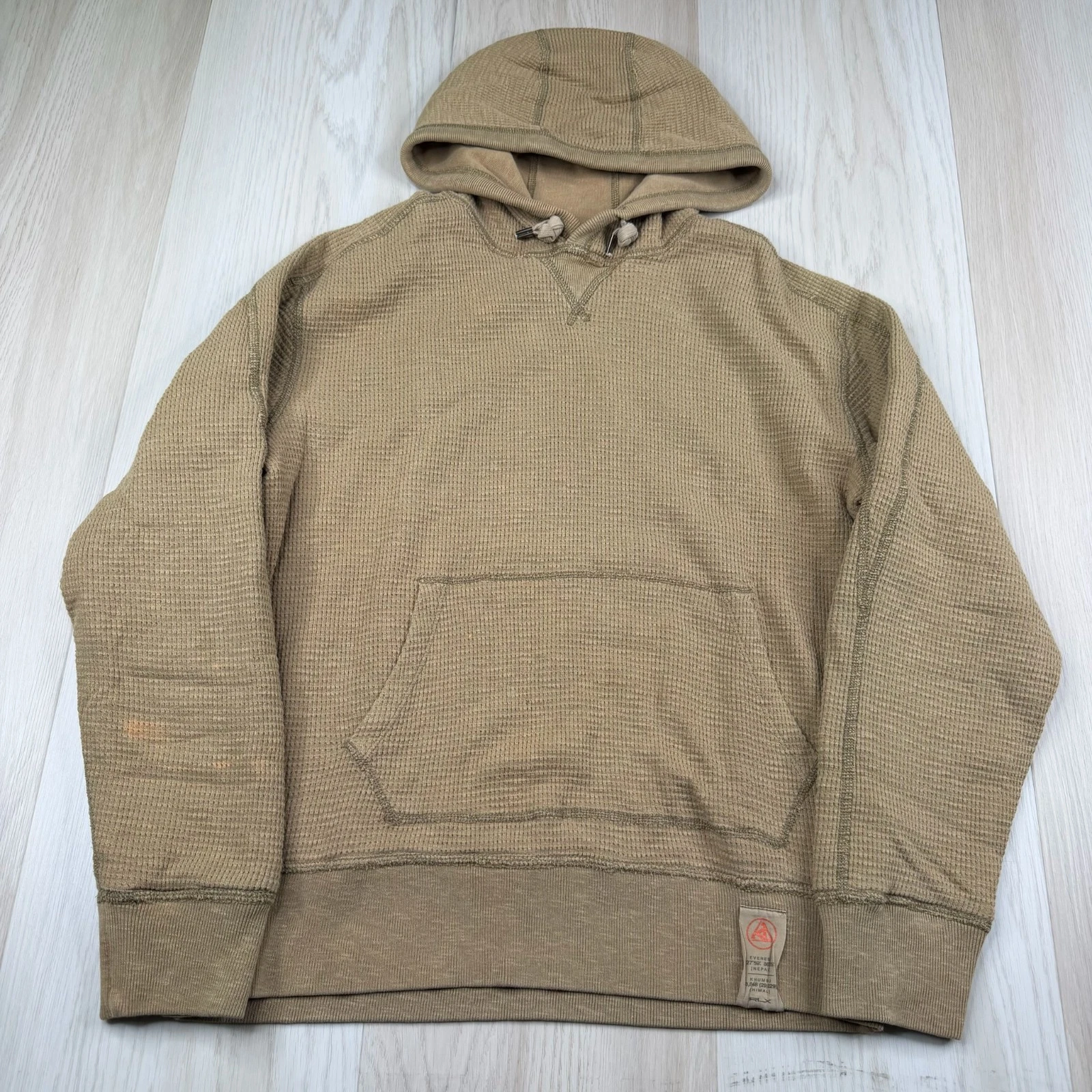 RLX Ralph Lauren Mens Brown Long Sleeve Waffle Knit Thermal Hoodie Size M
