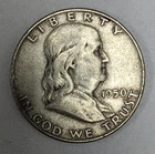 1950 D Franklin Silver Half Dollar