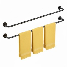 2 Packs Towel Bar 24-Inch Black Stainless Steel, Wall Mounted Bathroom Towel .