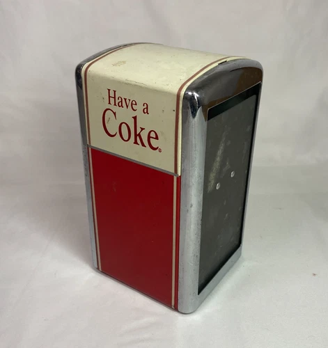 Coca Cola Have A Coke Napkin Dispenser Metal Chrome 50s Diner 1992 Vintage Style