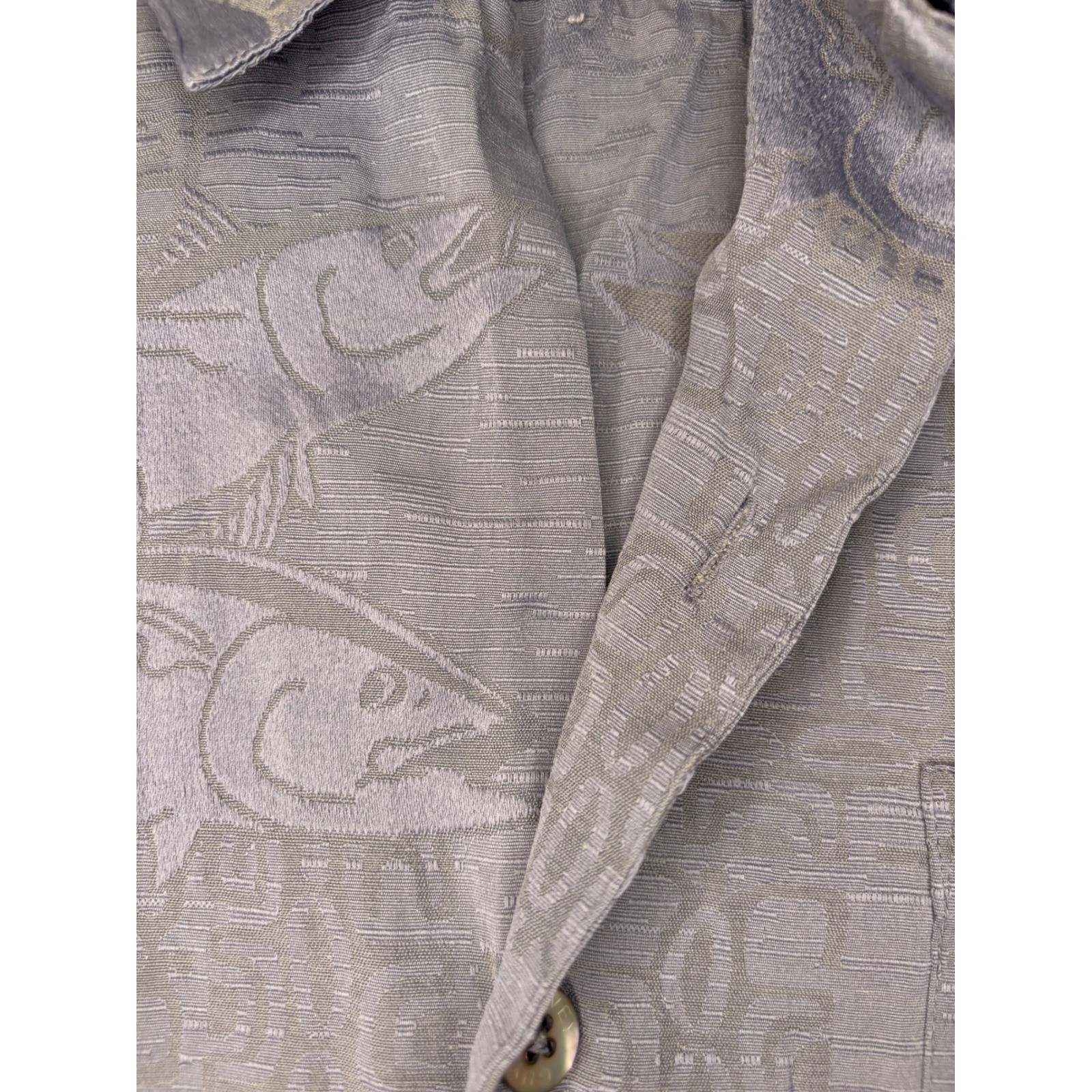 Guy Harvey Gray Fish Pattern Button Down Shirt Si… - image 8