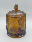 Vintage Indiana 7" Harvest Grape Canister Marigold Carnival Glass Jar & Lid  — photo 4