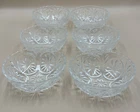 6 Vtg Anchor Hocking Star Cameo Medallion Berry Dessert Bowls 4 1/2"