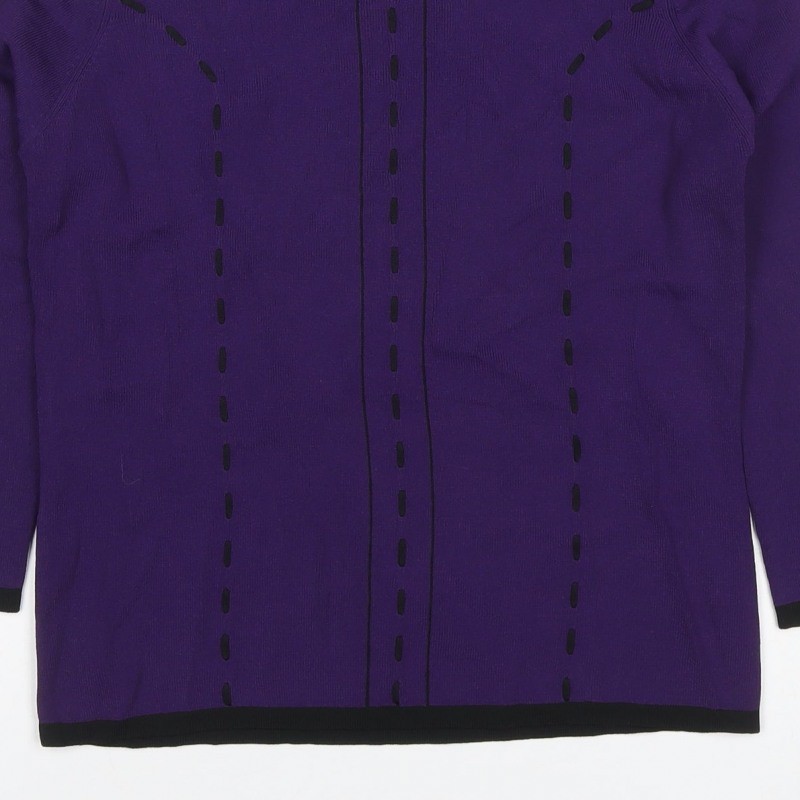 Womens Carducci Size L Jersey T-Shirt Purple Solid Round Neck 3/4 Sleeve Casual image 8