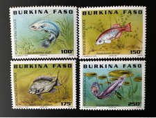 Burkina Faso 1997 Mi. 1462 - 1465 Freshwater fish Fishes marine fauna