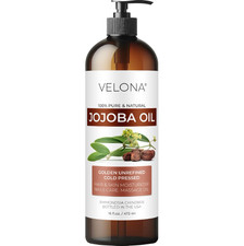 Velona Jojoba Oil USDA Certified Organic 16 Fl Oz Golden Unrefined Cold Pressed
