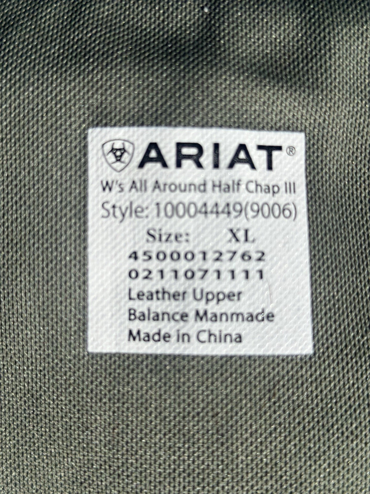 Ariat Half Chap Black XL