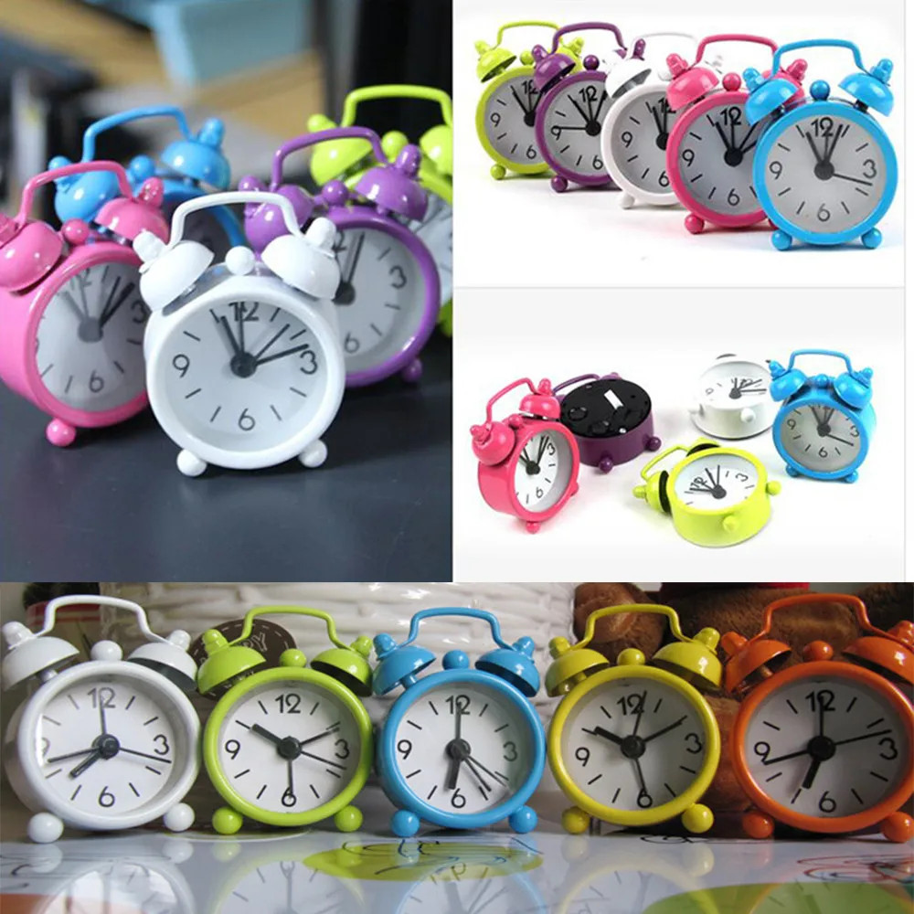 Creative Cute Mini Metal Small Alarm Clock Electronic Home Children's Room Decor photo