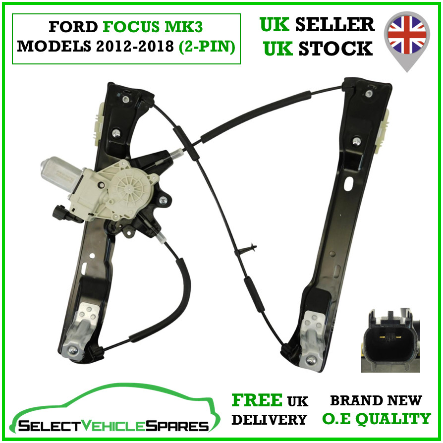 NEW Ford Focus Mk3 Right Front Window Regulator & Motor (2-Pin Type) 2012-2018 - Image 2