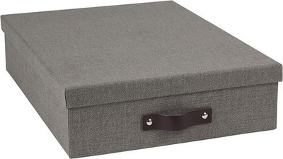 Bigso Oskar Canvas Fiberboard Document Letter Box - File Organizer Box for Im...