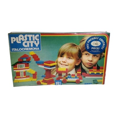 Plastic City Building Blocks Toys Sealed NOS 150 Pieces Retro Toy Vtg Italy 