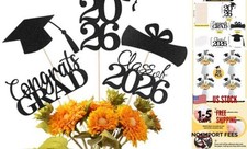 Graduation Decorations 2026, 20 PCS Sparkling Double-Sided Centerpiece Black