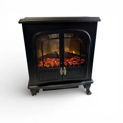 Warmlite WL46019 2KW Wingham Electric Double Door Fireplace, 2000W, Black - Image 1 of 4