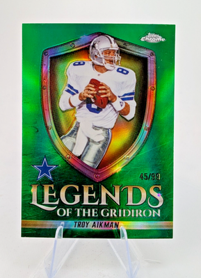 #ad #ad 2025 Topps Chrome TROY AIKMAN Green Legends Of The Gridiron Refractor 99 $29.99