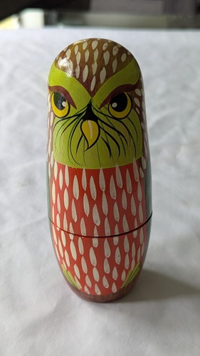 Nesting doll Matryoshka Wooden Set Of 5 Owls - Picture 9 of 11