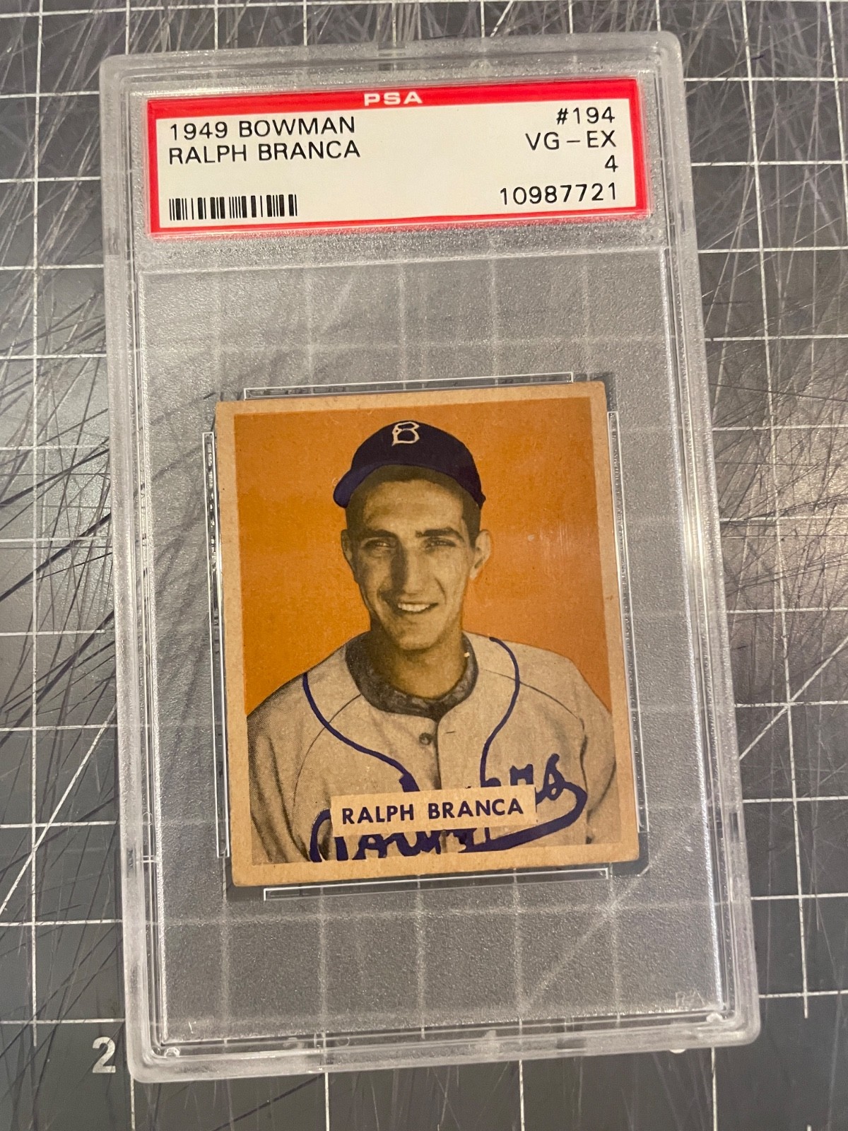 1949 BOWMAN #194 RALPH BRANCA BROOKLYN DODGERS BASEBALL CARD PSA VG-EX 4