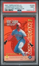 1997 TOPPS INTER-LEAGUE MATCH UPS REFRACTOR #ILM4 J.GONZALEZ/T.GWYNN PSA 9