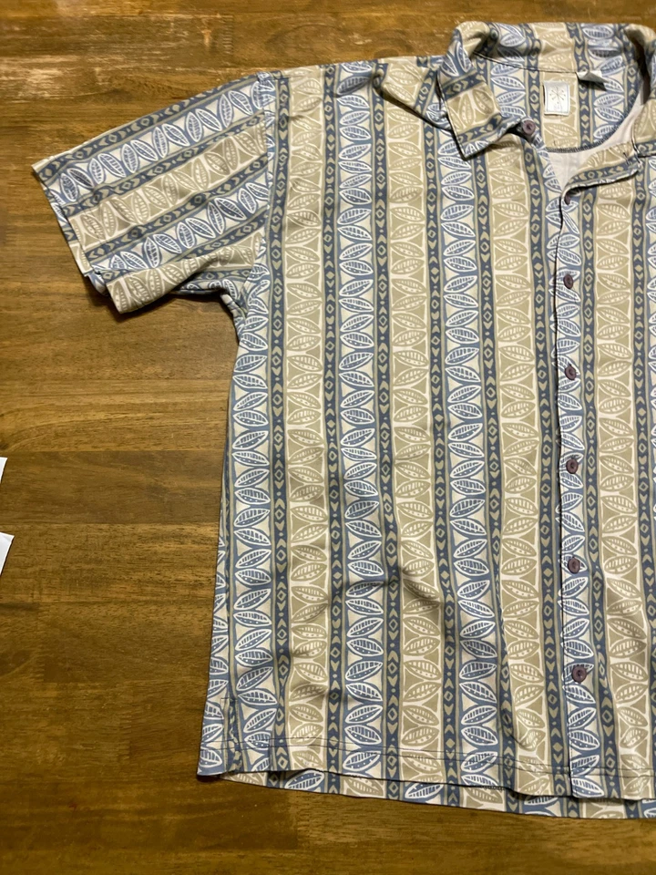 Camisa Birmania Bibas, Para Hombre Talla XL, Marrón Azul Manga Corta Camisa Abotonada Foto 3 de 4