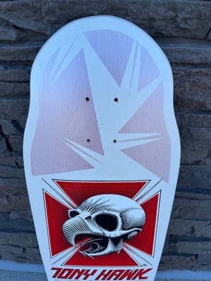 Powell Peralta Tony Hawk NOS Skateboard Deck White Pink Skull