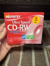 Memorex CD-RW Ultra Speed 5 pack, 24x, 700mb 80 Min, Rewritable NEW/SEALED 