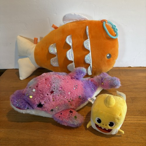 Children’s Lot Three Sea Stuffies. Fish Dolphin Baby Shark