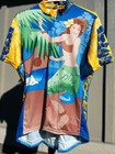 Vtg Voler Cycling Jersey Mens Large blue hula girl surfer beach aloha hawaii — photo 1