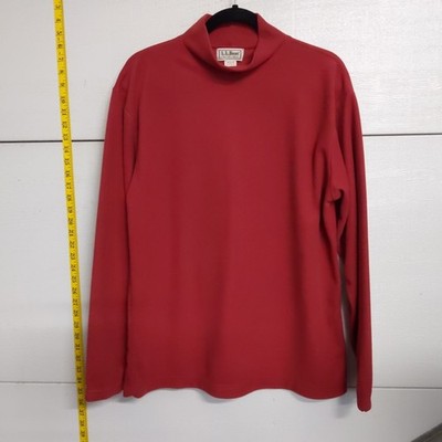 LL Bean Unisex Mock Neck Fleece Pullover Red Medium Made in USA Warm Vintage