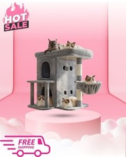 Heybly 25.6" Cat Tree Tower with Condos Scratching Posts Light Gray