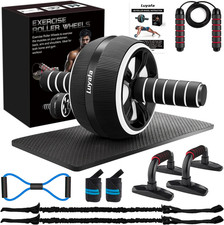 Ab Roller Wheel, 10-In-1 Ab Exercise Wheels Kit with Resistance Bands, Knee Mat,