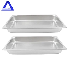Steam Table Hotel Pans 1/1 Full Size 2.5" Deep 2Pcs Stainless Steel Metal Tray