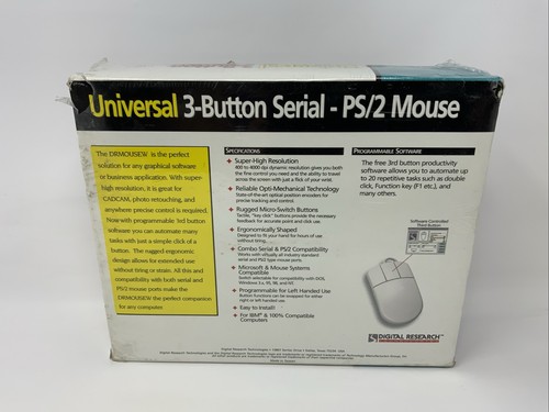 Digital Research Internet Mouse 3-Button Serial and PS/2 Windows Vtg NEW Sealed - Picture 5 of 8