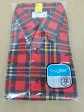 Vintage 1970's J.C. Penney Boys Flannel Shirt Size 20 Sealed NIP Shelf D2
