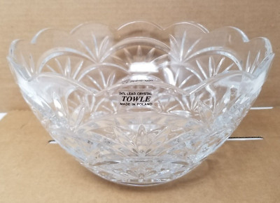 Elegant Towle Lead Crystal Bowl Exquisite Diamond Cut Design Table Centerpiece