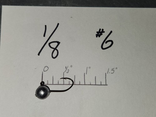 50 1/8oz Ball Head Jigs Bronze Sickle Hooks #8 #6 #4 #2 #1 1/0 2/0 3/0 4/0 - Picture 4 of 16