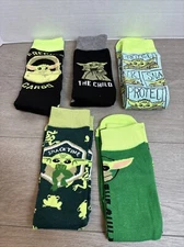 Mens BioWorld Star Wars The Mandalorian The Child Crew Socks 5-Pair Sz 8-12 NEW