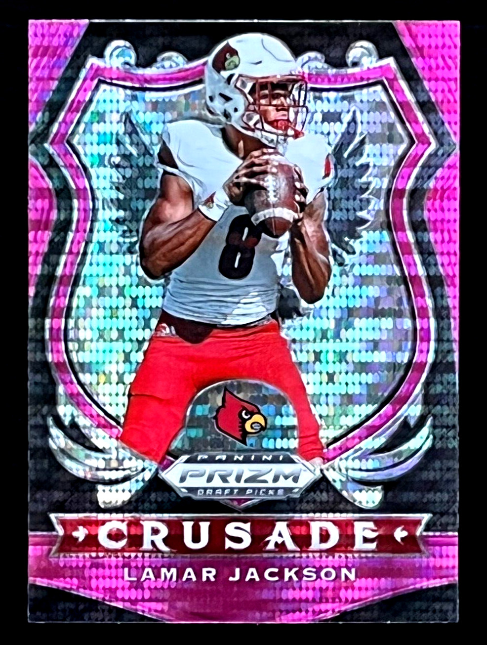 Lamar Jackson 2020 Prizm Draft Pink Pulsar CRUSADE Baltimore Ravens No 70